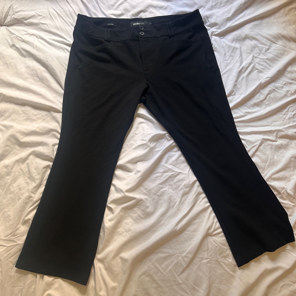 studio by torrid black mid rise straight leg slacks.